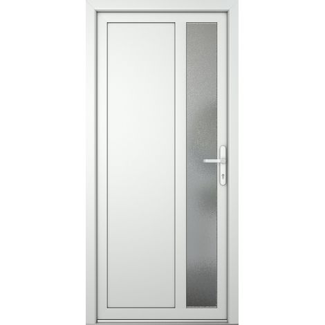 Porte de service PVC M04, blanc/blanc, largeur: 88cm, hauteur: 200cm, sens d'ouverture: tirant droit