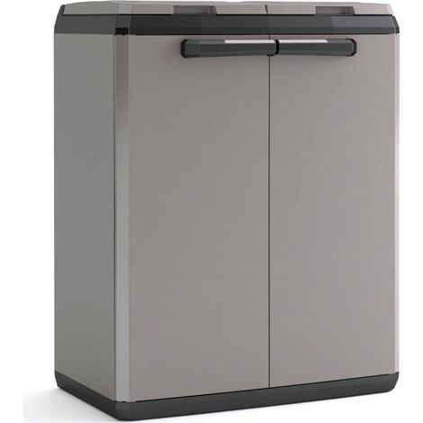 Dmora - Gartenschrank Rimouski, Gartenmöbel, Mehrzweck-Gartenschrank, Container für Balkon oder Garage, Made in Italy, 68x39 h85 cm, Grau