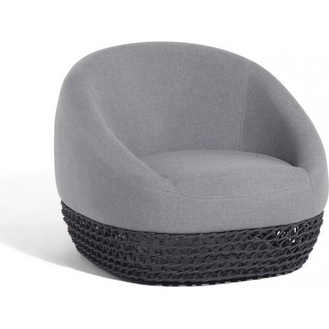 Poltrona da esterno con cuscini in alluminio grigio design moderno dimensioni 91x91x71 cm (1/4)
