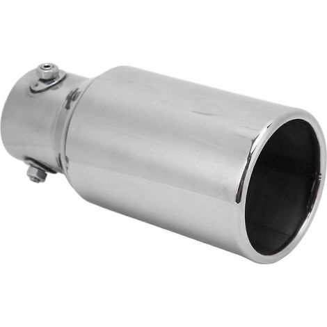 Embout d'échappement universel rond en acier inoxydable argenté poli miroir 60x89mm pour automobiles (1/4)