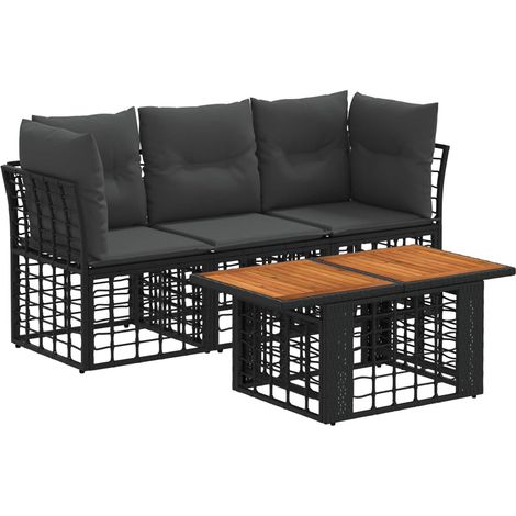 Conjunto de sofás de jardín 4 uds. Negro y gris oscuro vidaXL (1/5)