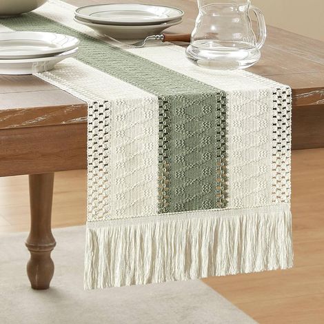 Chemin de Table, 30 × 180 cm Chemin de Table Tissu, Style Bohème Napperon Rectangulaire, pour Les Vacances, Les Fêtes ou comme Décoration