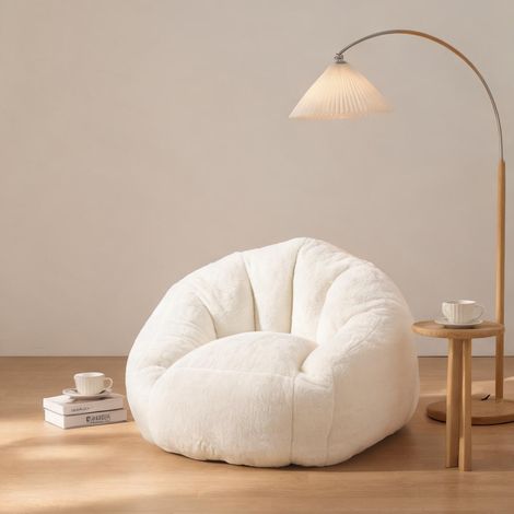 Pouf poire en mousse à mémoire de forme blanc pour détente (1/5)