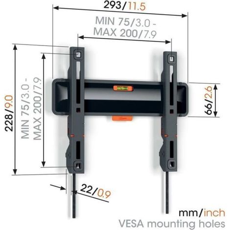 Support Murale Fixe - Pour Ecran TV 19 À 50 Pouces - Noir - 1 Pièce (1/5)