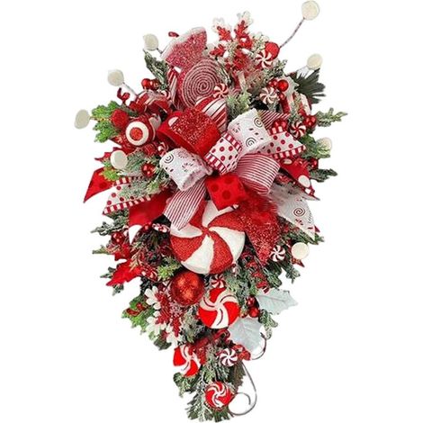 Guirlande De Noël En Forme De Goutte - 50 X 30 X 6 Cm - Décor Extérieur Et Intérieur Pour Porte D'Entrée - 1 Pièce (1/5)