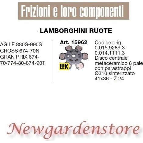Disco frizione 41x36 trattore LAMBORGHINI 15962 Agile Cross Prix Z24 6 pale
