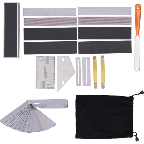 Kit d'outils pour luthier : ensemble d'outils pour le nivellement, l'entretien et la réparation, avec papier abrasif (1/5)