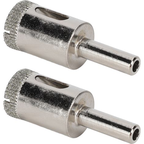 Kit de 2 forets diamantés de 20 mm à queue ronde pour percer le verre, le marbre et les carreaux de céramique. (1/5)