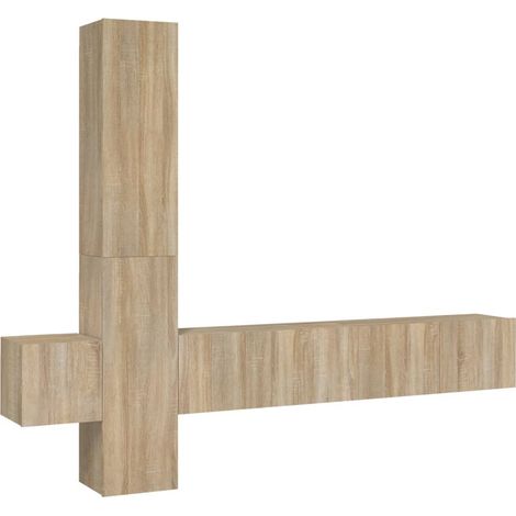 Ensemble de meubles armoire buffet TV télévision salon chambre séjour 5 pièces chêne sonoma bois d'ingénierie brun