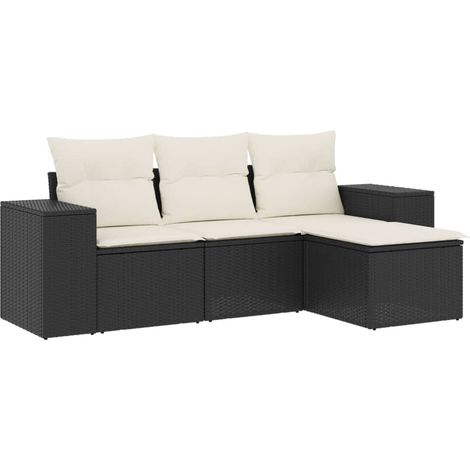 Maison Exclusive - Set Divani da Giardino 4 pz con Cuscini Nero in Polyrattan