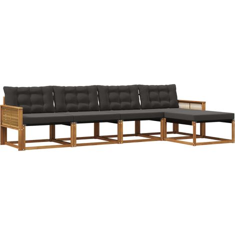 vidaXL Outdoor Sofa Set 5 pcs Natural and Black (1/5)