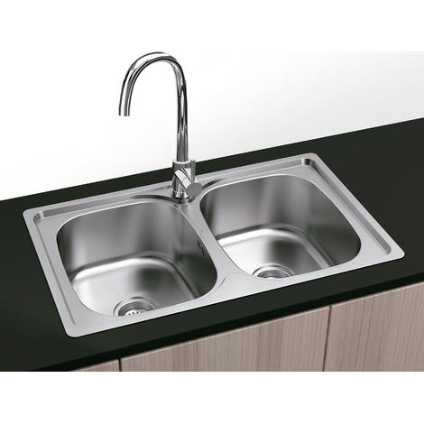 Fregadero Dublin Encastrar Cuadrado - 2 Senos 80x48 - Acero Inox - Gresinex