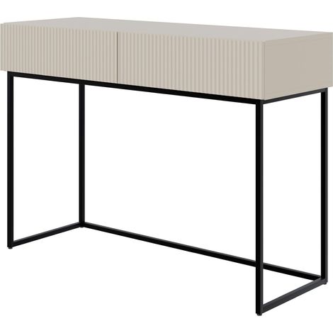 Selsey Toeletta Da Trucco Con 2 Cassetti 110 x 79 cm Con Gambe Nere Tavolo Da Trucco Postazione Trucco Beige Grigio Veldio (1/5)