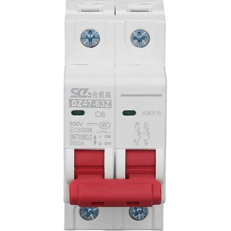 Disjoncteur miniature bipolaire, capacité de coupure de 6000 A, petit disjoncteur CC pour systèmes photovoltaïques solaires (courant continu).