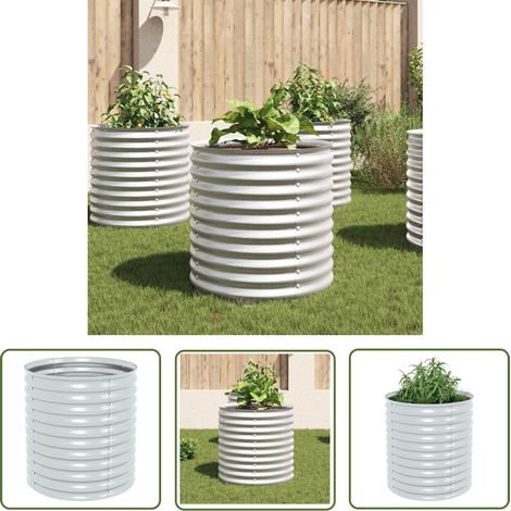 The Living Store Lit surélevé de jardin 80x80x81 cm Acier galvanisé Argenté - Jardiniere Exterieur - Pot De Fleurs Extérieur - Bac Plante - Lit Surélevé Jardin - Décoration Jardin (1/5)