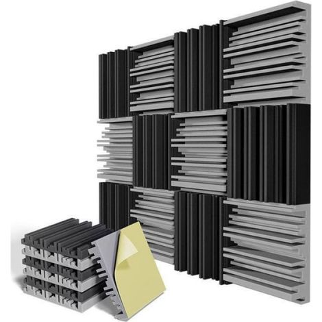 Panneaux Acoustiques - Mousse Polyester Auto-Adhésive 30 x 30 x 5 cm - Pour Studio Maison Bureau Home Cinéma - Lot de 12 (1/4)