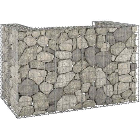 vidaXL Gabion Wall for Garbage Bins Galvanised Steel 180x100x110 cm