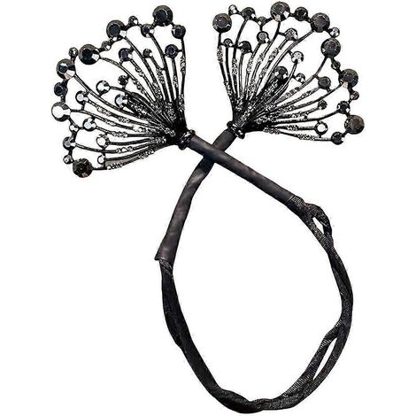 (D) Chignon à fleurs, queue de poisson, strass et plumes, bigoudis, torsadé, pour cheveux longs, fixation rapide (1/5)