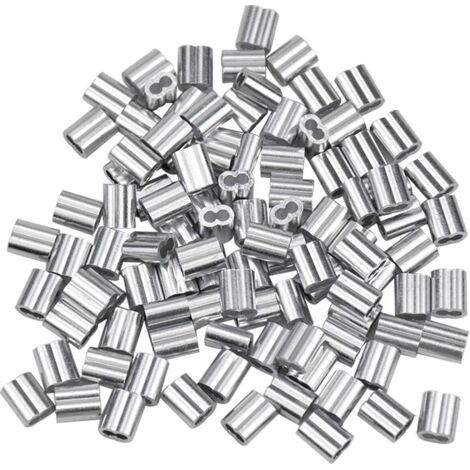 100 Pcs Manchons en Aluminium, Ferrules en Aluminium de Câble Métallique, Clip à Sertir en Aluminium avec Double Embouts pour Câbles Métalliques, Aircraft Câble, Argenté (1,5 mm / 0,06 pouce)