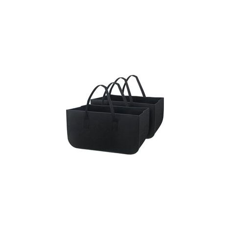 Lot de 2 sacs à bûches en feutre noir, 50x25x25 cm, pliables, grande capacité – (1/5)