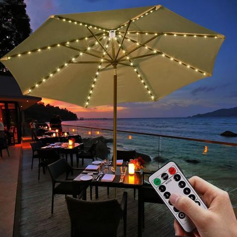 Éclairage pour parasol. Guirlandes lumineuses pour parasol de jardin. Guirlandes LED. Éclairage extérieur pour parasol (1/4)