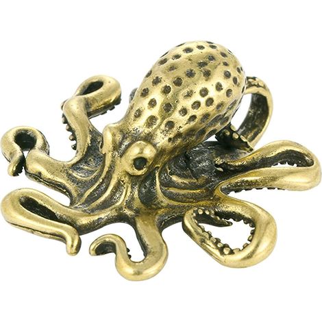 Brass Octopus Ornament, Small Desk Decor, Retro Style (1/5)