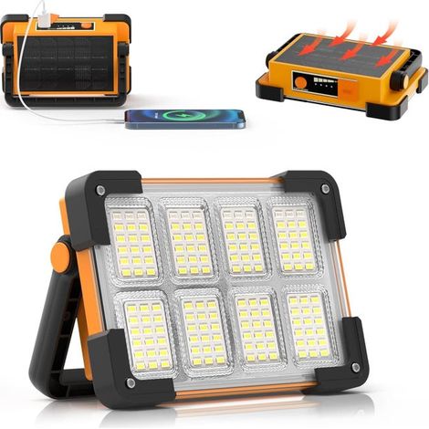 Projecteur LED Rechargeable Solaire – Lampe de Travail Portable 4 Modes, Idéal Chantier, Camping, Garage et Atelier (1/5)