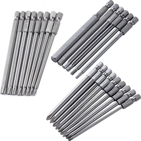 Treki 23PCS 100MM Longue Hex Tige Embouts de Tournevis Magnétique Croix + Torx + Hex Jeu de S2 Acier Embout de Visseuse pour Électrique Outil de Réparation (1/5)