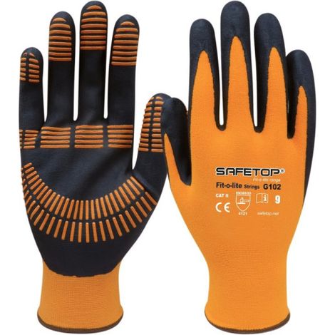 Guantes de nitrilo con rayas en la palma SAFETOP Fit-o-lite Strings 9 (1/2)