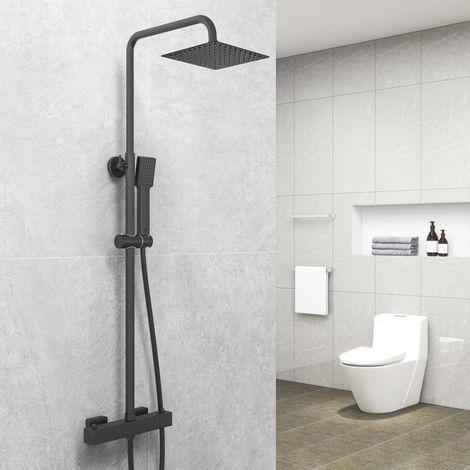 Biubuibath Thermostatic Square Mixer Shower Set Twin Head Valve (1/5)