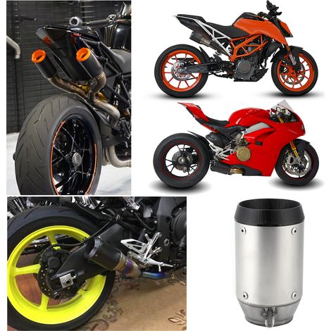 Auspuffmodifikation für Motorräder, kompatibel mit Kawasaki Z900, Z1000, Ninja 250, 400 und Yamaha R6. Modifizierter universeller 60-mm-Auspuff, titanfarben, runde Endrohrblende, 60-mm-Anschluss. (1/5)