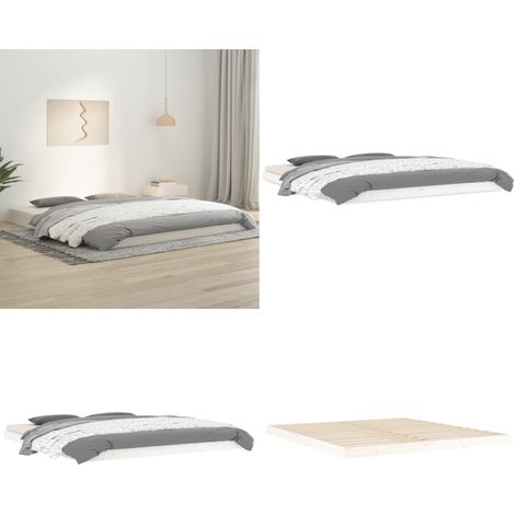 Massivholzbett Weiß 180x200 cm Kiefer - Holzbett - Doppelbett - Kiefernholzbett - Massives Holzbett - Weißes Bett - Home & Living (1/5)