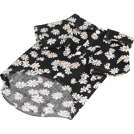 T-shirt pour chien à imprimé marguerites, doux, respirant et flexible, pour petits chiens et chats XZCS03 Noir M (1/5)