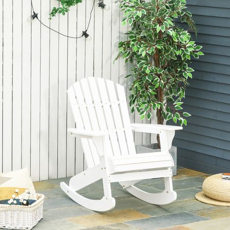 Sillón mecedora jardín de madera blanca ergonómico HAVRYA (1/4)