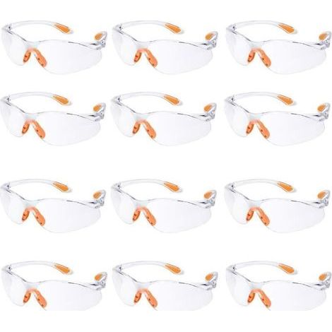 Pack of 12 Safety Glasses Protective Work Glasses with Clear Anti-Fog Lenses Protective Glasses for Garden Laboratory Chemistry. (1/4)