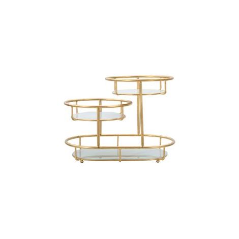 Ferretti Plateau multi-niveaux doré en métal et verre
