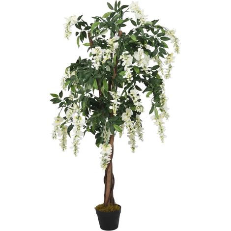 Glycine artificielle 840 feuilles 120 cm vert et blanc