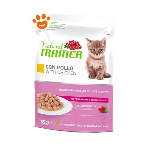 Trainer Natural Cat Kitten/Young Bocconcini in Salsa Pollo - Trainer Natural Cat Kitten/Young Bocconcini in Salsa Pollo - Bustina Da 85 Gr