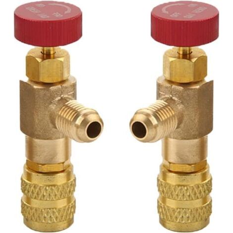2 Pièces Soupape de Sécurité Liquide Adaptateur, Soupape de Sécurité R410A R22, Vanne de Régulation de Réfrigérant, Vanne de Refroidissement Climatisation, for Air Conditioning Flow Valves (1/3)