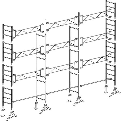 Altrad – Échafaudage en acier galvanisé 8 m de hauteur de travail – Charge maximale 300 kg/m² – Largeur 0,95 m – Longueur 10 m – Pour chantiers de maçonnerie