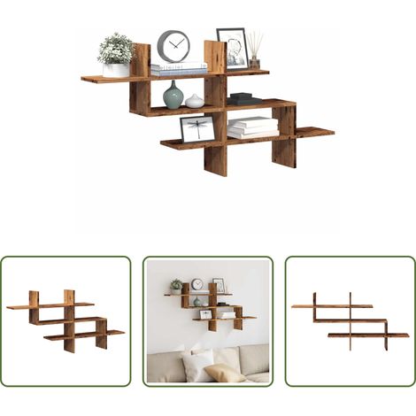 Holzwerkstoff - Wandregal Altholz-Optik 124,5x18x60,5 cm Holzwerkstoff (1/5)