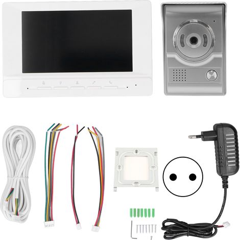 Interphone vidéo réglable IP55 étanche avec vision nocturne pour hôtel, bureau et domicile (prise UE)-AquaForge