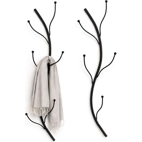 DanDiBo Wandgarderobe Schwarz Metall 2er Set Flora Garderobe Wand 93861 Garderobenhaken Flurgarderobe Kleiderhaken Hakenleiste (1/5)