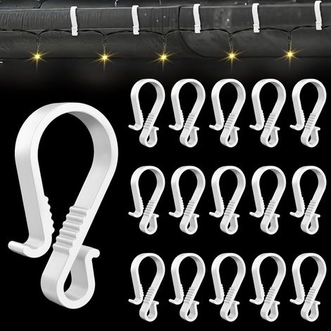 40 crochets blancs pour gouttière, pour extérieur, réutilisables, en plastique pour sapin de Noël, décorations de Noël, glaçons (1/5)