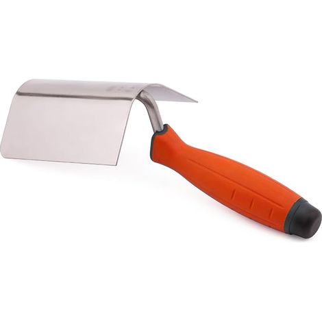 Truelle d'angle 120 x 95 mm – Truelle ronde – Truelle de bordure – Truelle d'angle intérieure en acier inoxydable – Spatule d'angle intérieure et extérieure avec poignée souple – Truelle d'angle (1/5)
