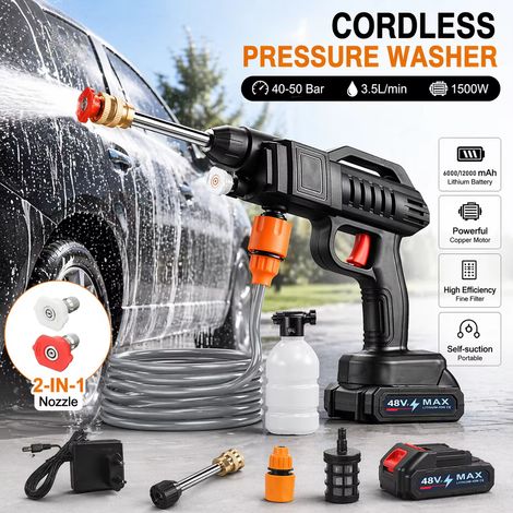 Pistolet haute pression sans fil 50 bars 1500W compatible batterie Makita 21V, nettoyeur portable pour lavage de voiture (1/5)