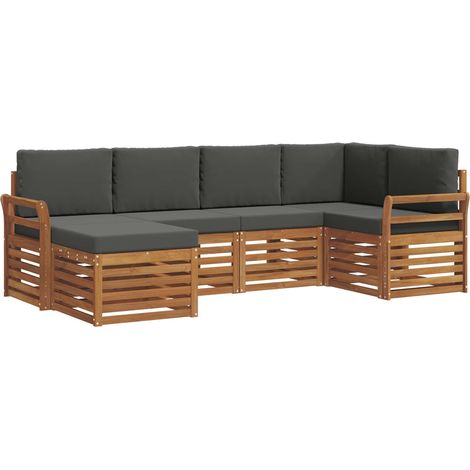 Set divano sezionale con cuscino 6 pcs Naturale e Antracite vidaXL