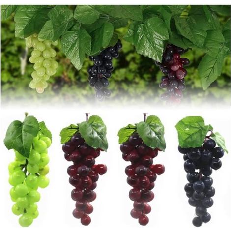 4 grappes de grappes de Raisins artificiels Fruits artificiels en Plastique Fruits Accessoires Faux Fruits Raisins OBJET DECORATIF