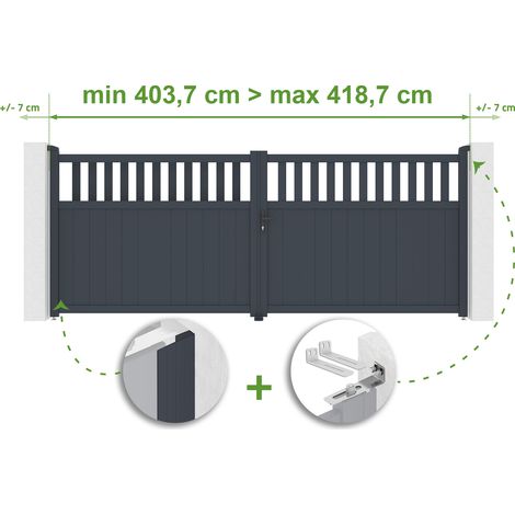 Verstellbares Drehtor Breite 4m SANTIS H.160cm grau Aluminium