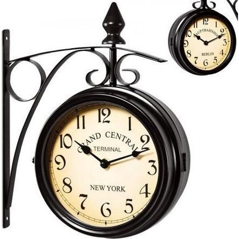Horloge de gare Deuba – Cadran analogique vintage 33 x 29 mm – Noir (1/5)